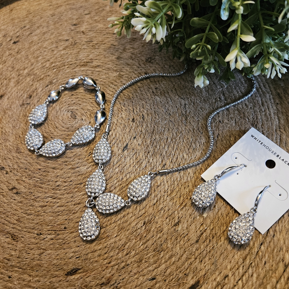 White House Black Market Silver Statement Necklace